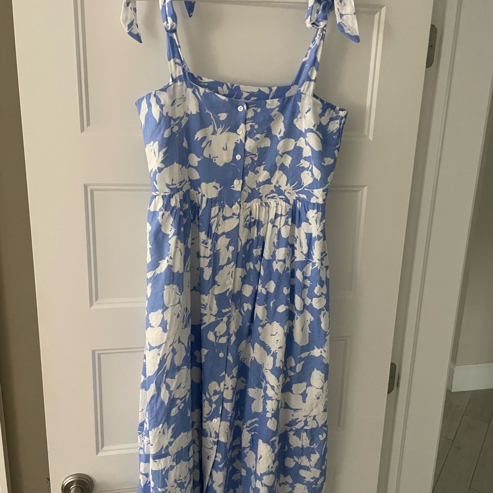 Hyacinth House blue and white floral lupine midi dress - Picture 2 of 4